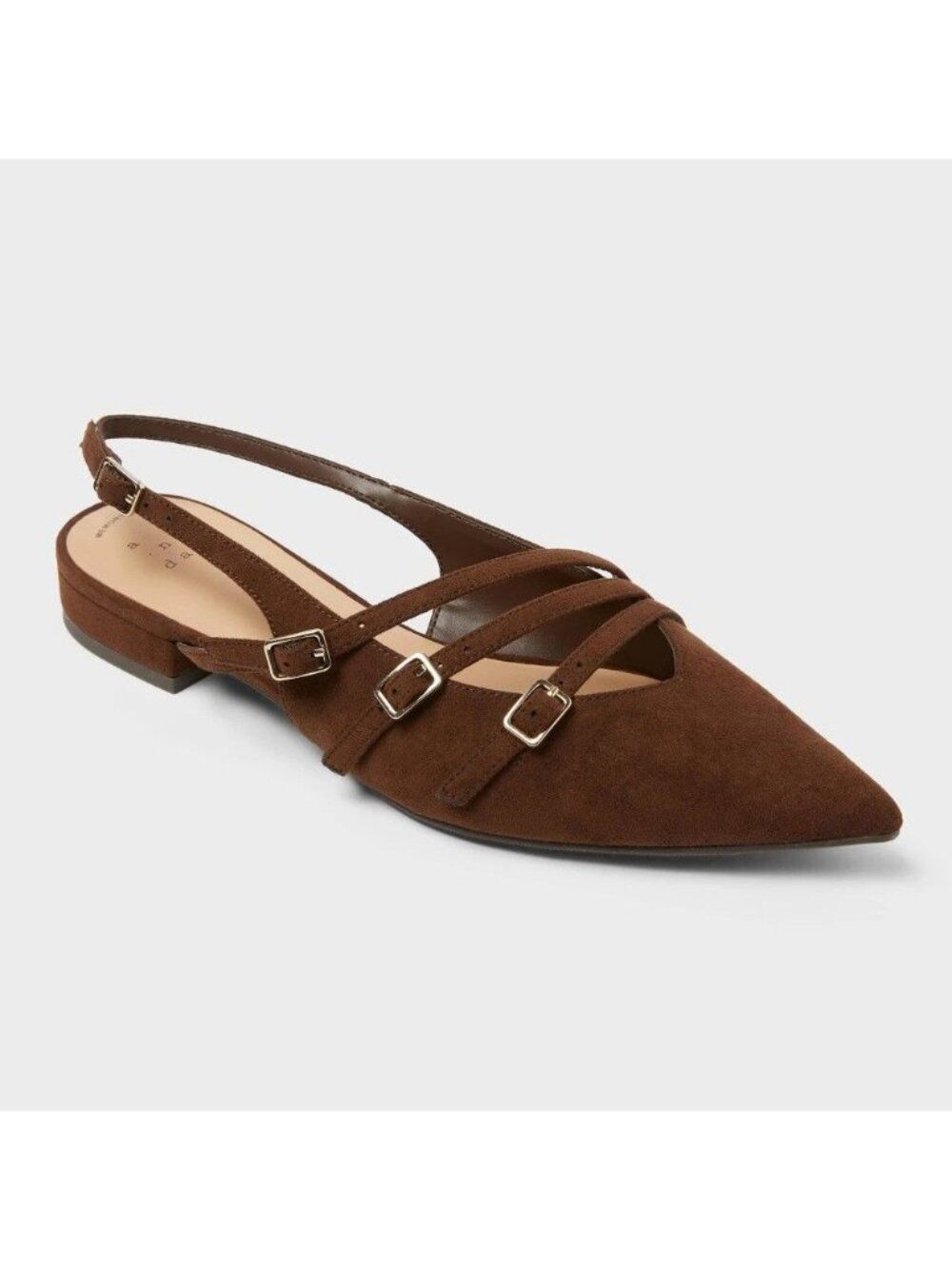 Women's Twiggy Multi Buckle Mini Heel Flats with Memory Foam Insole 7.5- a New D